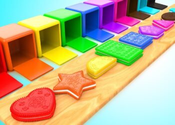Shapes & Colors for Children with Color Cream Biscuits Shapes 3D Kids Baby Learning Educational
