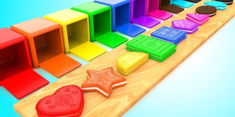 Shapes & Colors for Children with Color Cream Biscuits Shapes 3D Kids Baby Learning Educational